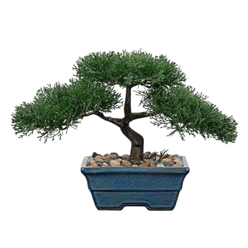 Künstlicher Lila Bonsai Baum – Elegant im Keramiktopf – Ideales Accessoire für Home-Office & Dekoration – 24CM Podocarpu