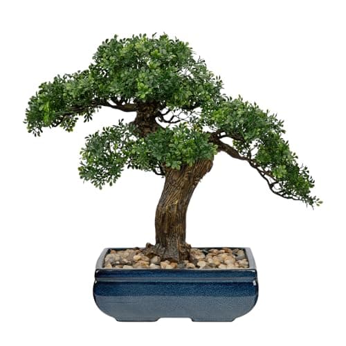 Künstlicher Lila Bonsai Baum – Elegant im Keramiktopf – Ideales Accessoire für Home-Office & Dekoration – 24CM Podocarpu