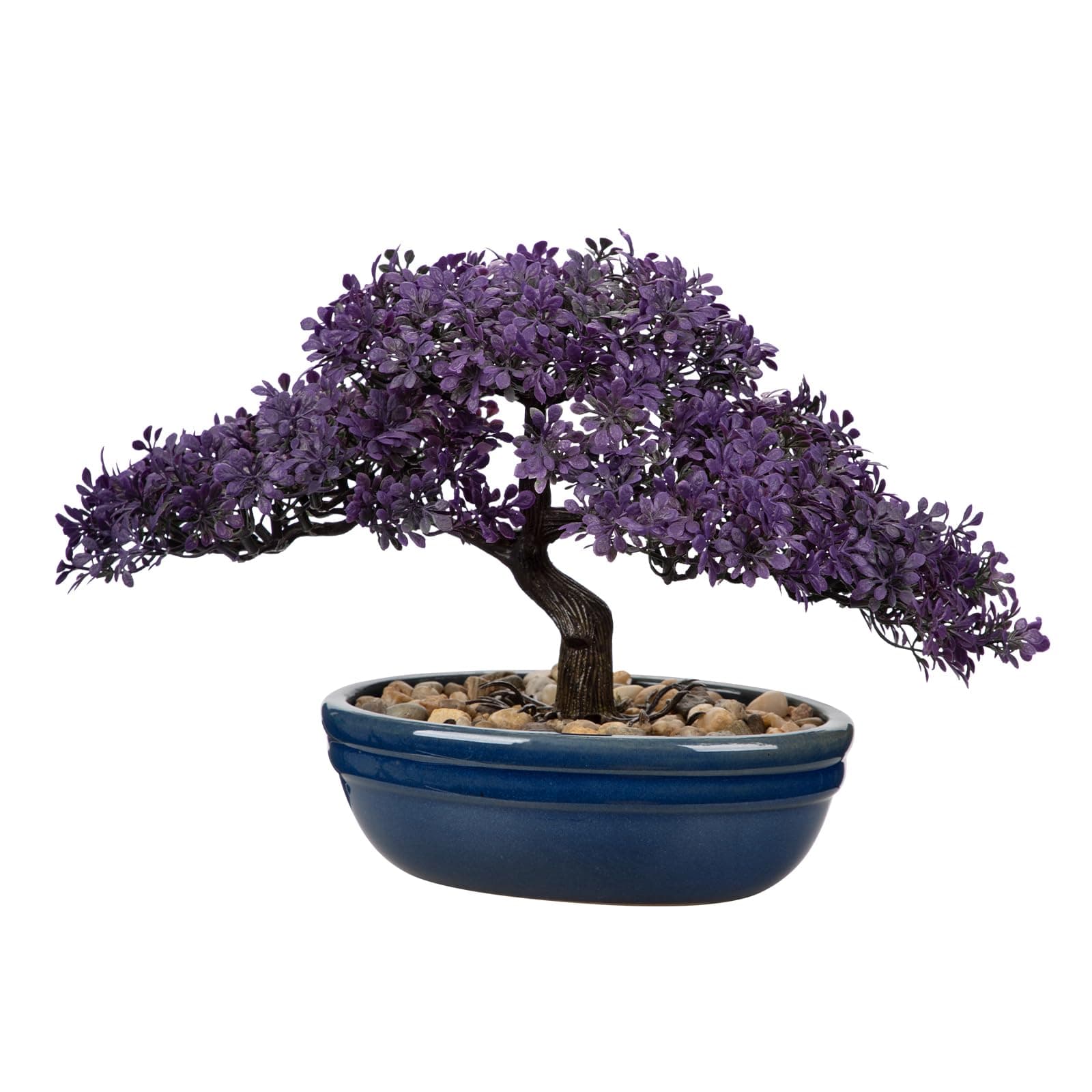 Künstlicher Lila Bonsai Baum – Elegant im Keramiktopf – Ideales Accessoire für Home-Office & Dekoration – 24CM Podocarpu